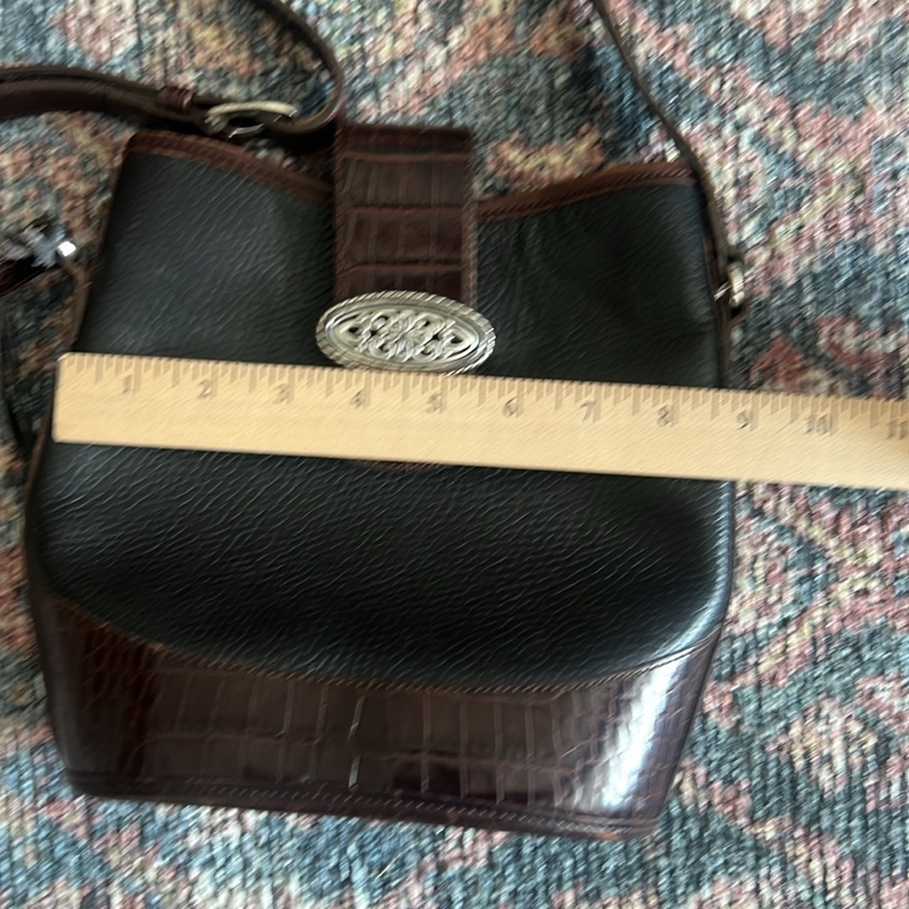 Brighton Black & Brown Leather Shoulder Bag long strap excellent condition - Picture 7 of 10